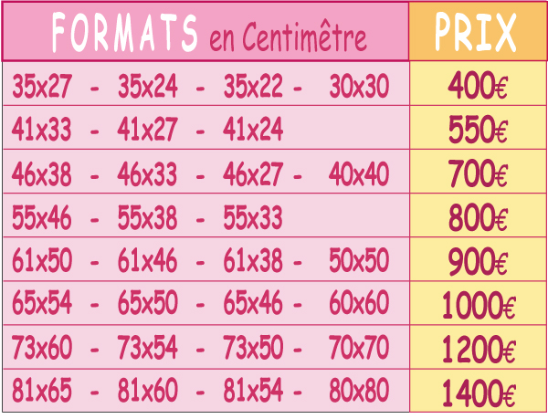 tarifs tableaux sylvaine merlet